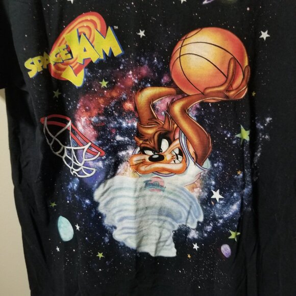 Space Jam Black T Shirt Tazmanian Devil Basketball Men's Medium - Picture 4 of 6